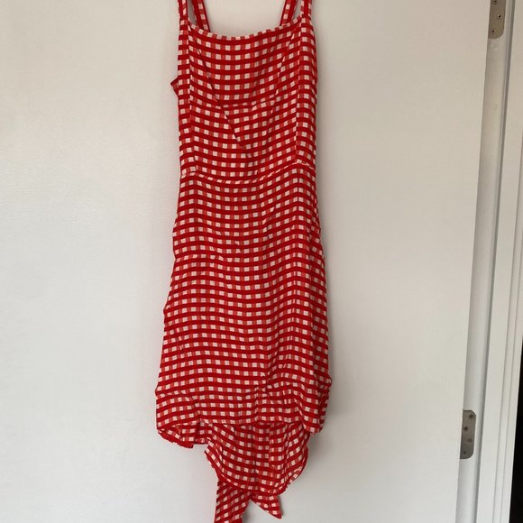 Faithfull the Brand Ischia Dress Red Gingham Size S/USA Size 4 - Picture 2 of 3